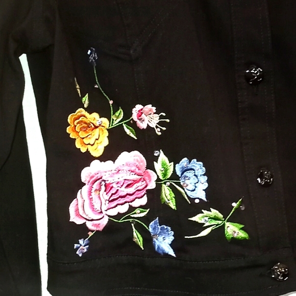 VTG-Lana Erica Floral Applique  Black Jacket - Picture 5 of 15